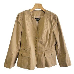 Randy Kemper Womens Blazer Beige Size 8 Button Up Blazer EUC